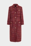 Jewel-buttoned woven fitted coat