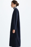 Pinstriped wool midi dust coat