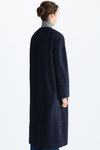 Pinstriped wool midi dust coat