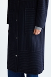 Pinstriped wool midi dust coat