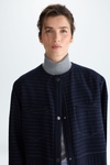 Pinstriped wool midi dust coat