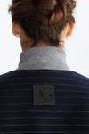 Pinstriped wool midi dust coat