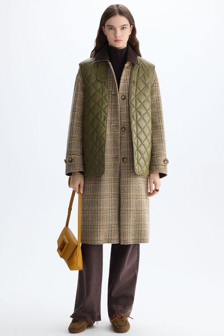 ABRIGO LANA DOBLE FAZ CUADRO HARRIS CHALECO EXTRAÍBLE