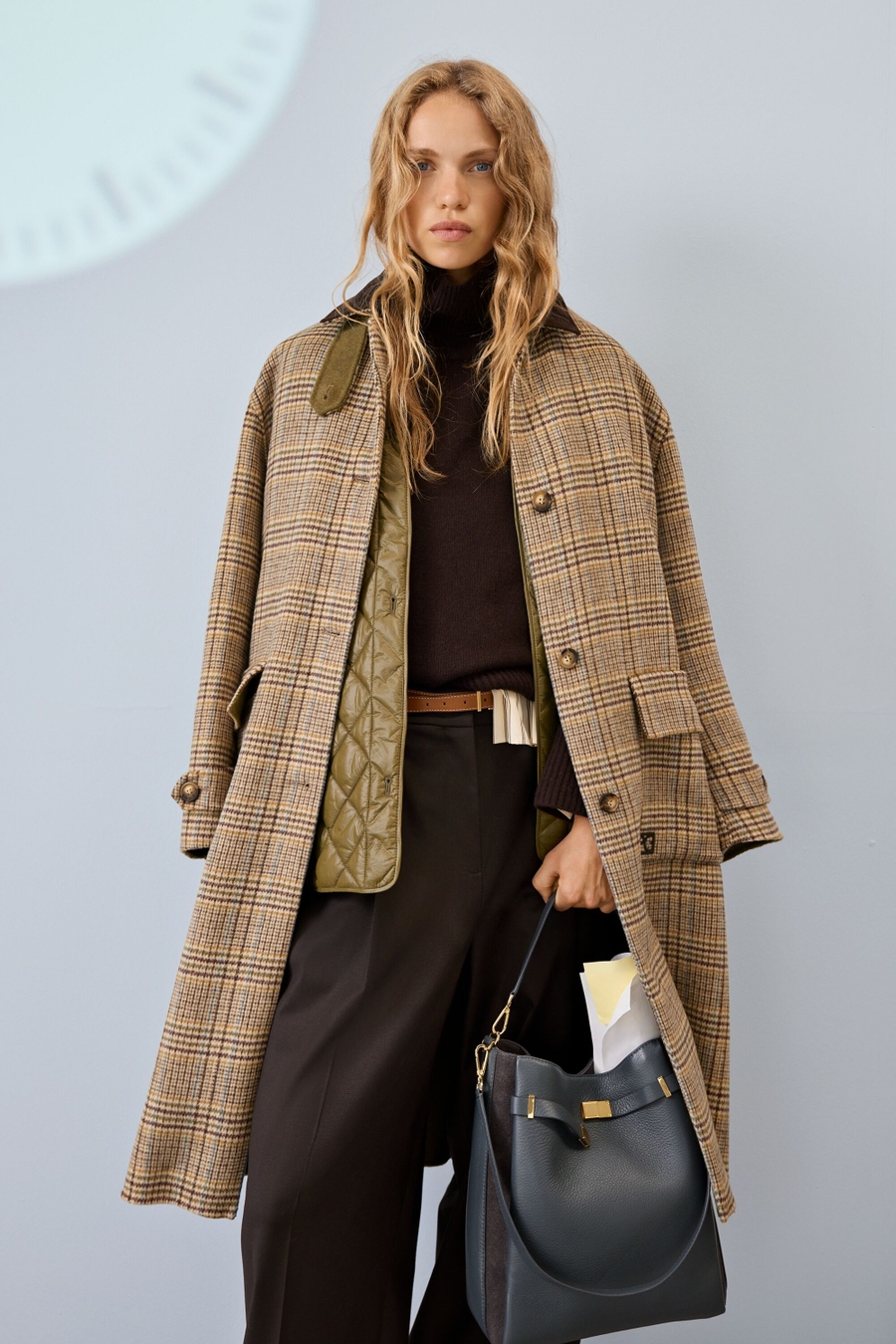 DETACHABLE GILET HARRIS CHECKS DOUBLE-FACED WOOL COAT