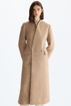 Brushed wool fitted long coat