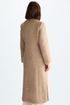 Brushed wool fitted long coat