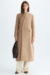 Brushed wool fitted long coat