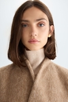 Brushed wool fitted long coat