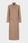 Brushed wool fitted long coat