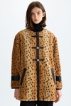 Animal print faux-fur short coat
