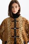 Animal print faux-fur short coat