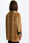 Animal print faux-fur short coat