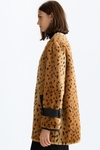 Animal print faux-fur short coat