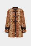 Animal print faux-fur short coat