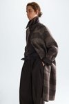 Chequered double-faced wool reversible coat