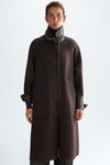 Chequered double-faced wool reversible coat
