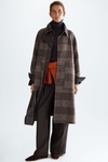 Chequered double-faced wool reversible coat