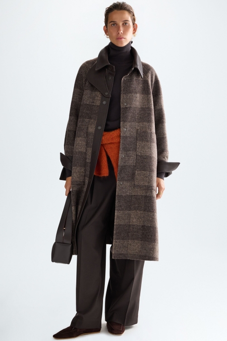 CHEQUERED DOUBLE-FACED WOOL REVERSIBLE COAT