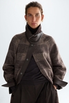 Chequered double-faced wool reversible coat
