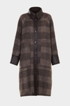 Chequered double-faced wool reversible coat