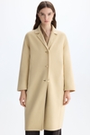 Double-faced wool cocoon-fit coat