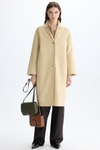 Double-faced wool cocoon-fit coat