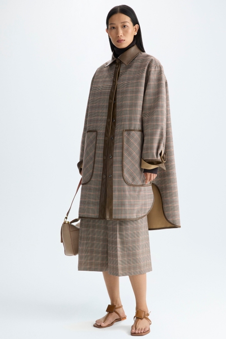 CHEQUERED COOL WOOL STRAIGHT-LEG BERMUDA SHORTS