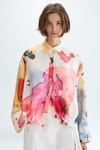 Print twill straight-fit short shirt