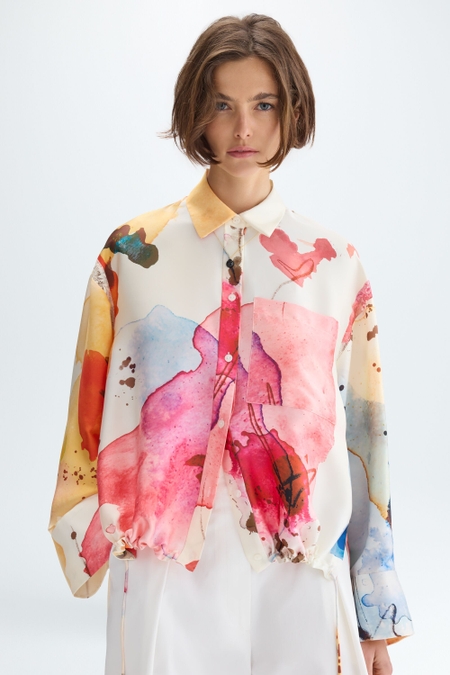 CAMISA CORTA RECTA TWILL ESTAMPADO