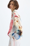 Print twill straight-fit short shirt