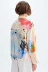 Print twill straight-fit short shirt