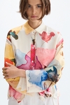 Print twill straight-fit short shirt
