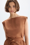 Linen straight-fit top with belt