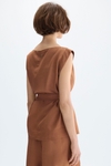 Linen straight-fit top with belt