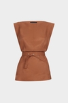 Linen straight-fit top with belt
