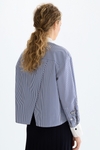 Striped print cotton A-line shirt