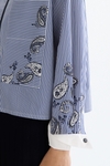 Striped print cotton A-line shirt