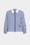 Striped print cotton A-line shirt