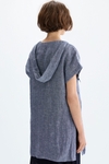 Hooded crinkle linen straight-fit long top