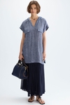 Hooded crinkle linen straight-fit long top