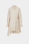 Belt-detailed poplin asymmetric long shirt