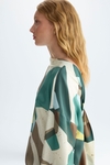 Print cupro oversize blouse