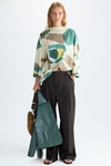 Print cupro oversize blouse