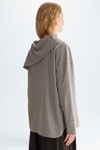 Faux-cool wool oversize asymmetric blouse