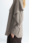 Faux-cool wool oversize asymmetric blouse