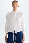 Technical cotton oversize shirt with snaps