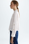 Technical cotton oversize shirt with snaps