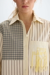 Striped chequered poplin straight-fit shirt