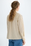 Striped chequered poplin straight-fit shirt