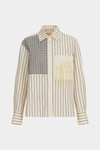 Striped chequered poplin straight-fit shirt